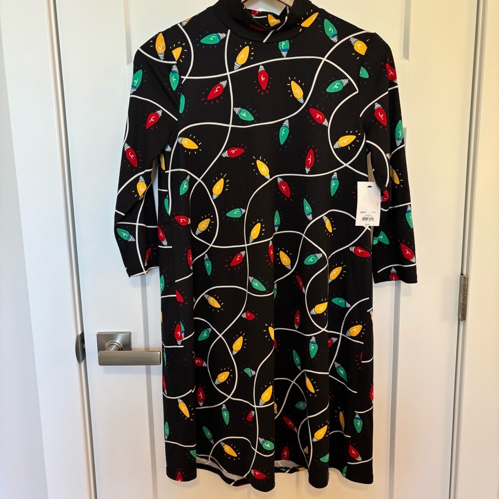 Celebrate Together Black Dress with Festive Lights